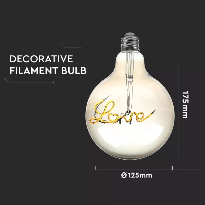 LED Decorative light bulb FILAMENT G125 E27/5W/230V 2200K