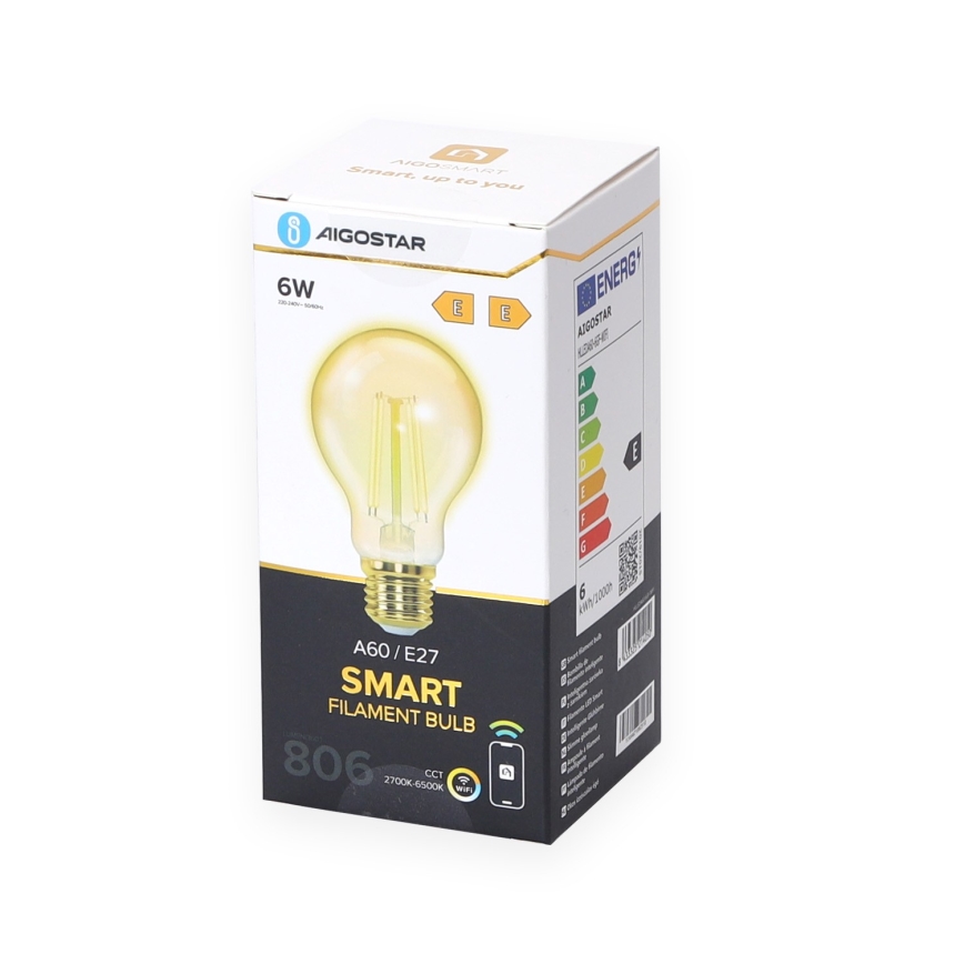 LED Dimmable bulb A60 E27/6W/230V 2700-6500K Wi-Fi - Aigostar