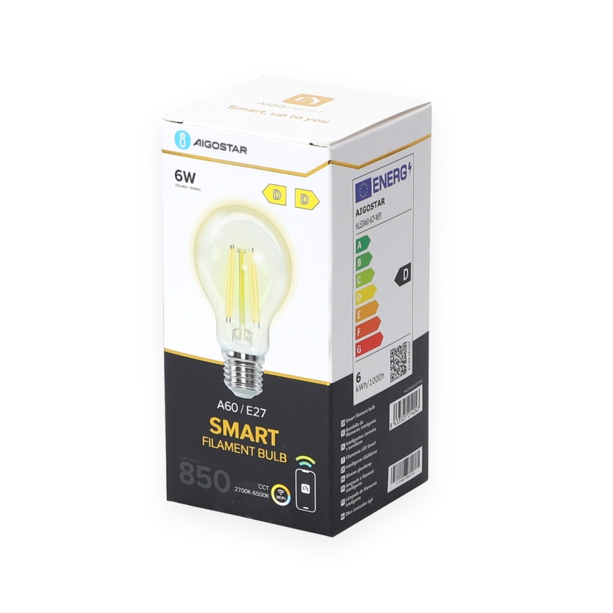 LED Dimmable bulb A60 E27/6W/230V 2700-6500K Wi-Fi - Aigostar