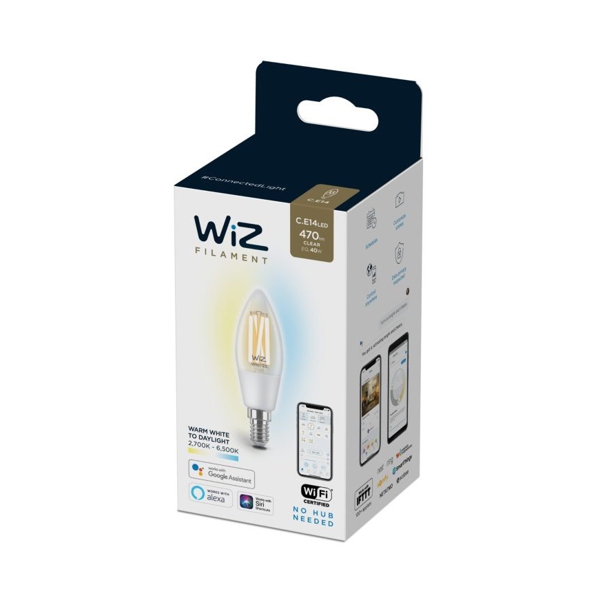 LED Dimmable bulb FILAMENT C35 E14/4,9W/230V 2700-6500K CRI 90 Wi-Fi - WiZ