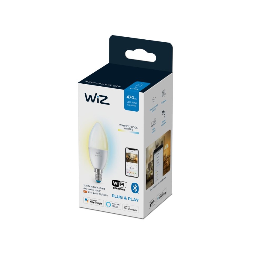 LED Dimmable bulb C37 E14/4,9W/230V 2700-6500K CRI 90 Wi-Fi - WiZ