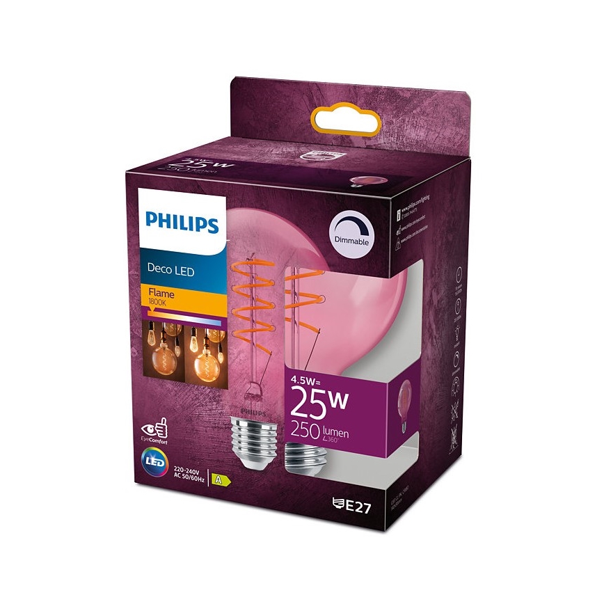 LED Dimmable bulb DECO Philips G93 E27/4,5W/230V 1800K