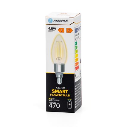 LED Dimmable bulb FILAMENT C35 E14/4,5W/230V 2700-6500K Wi-Fi - Aigostar