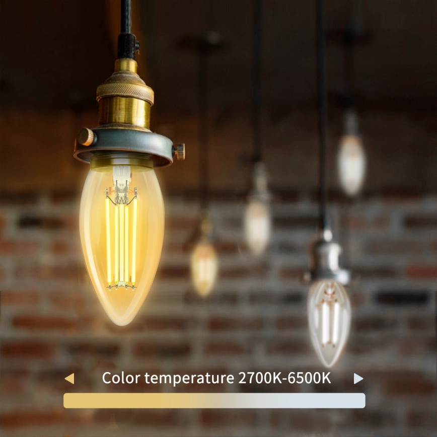 LED Dimmable bulb FILAMENT C35 E14/4,5W/230V 2700-6500K Wi-Fi - Aigostar