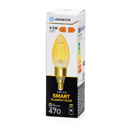 LED Dimmable bulb FILAMENT C35 E14/4,5W/230V 2700-6500K Wi-Fi - Aigostar