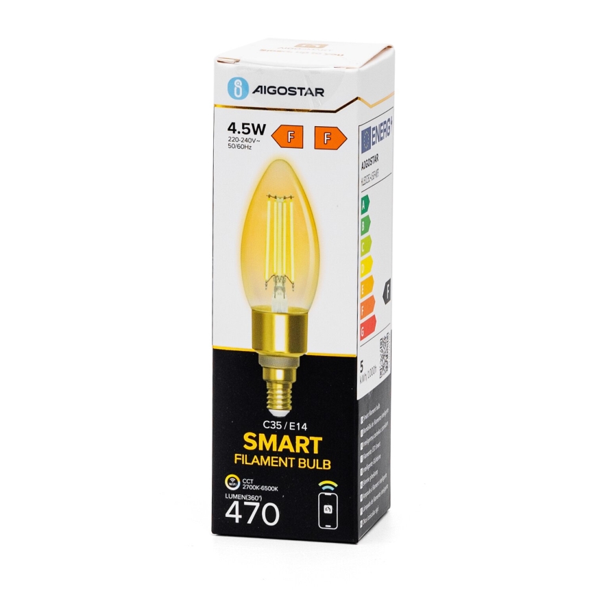 LED Dimmable bulb FILAMENT C35 E14/4,5W/230V 2700-6500K Wi-Fi - Aigostar