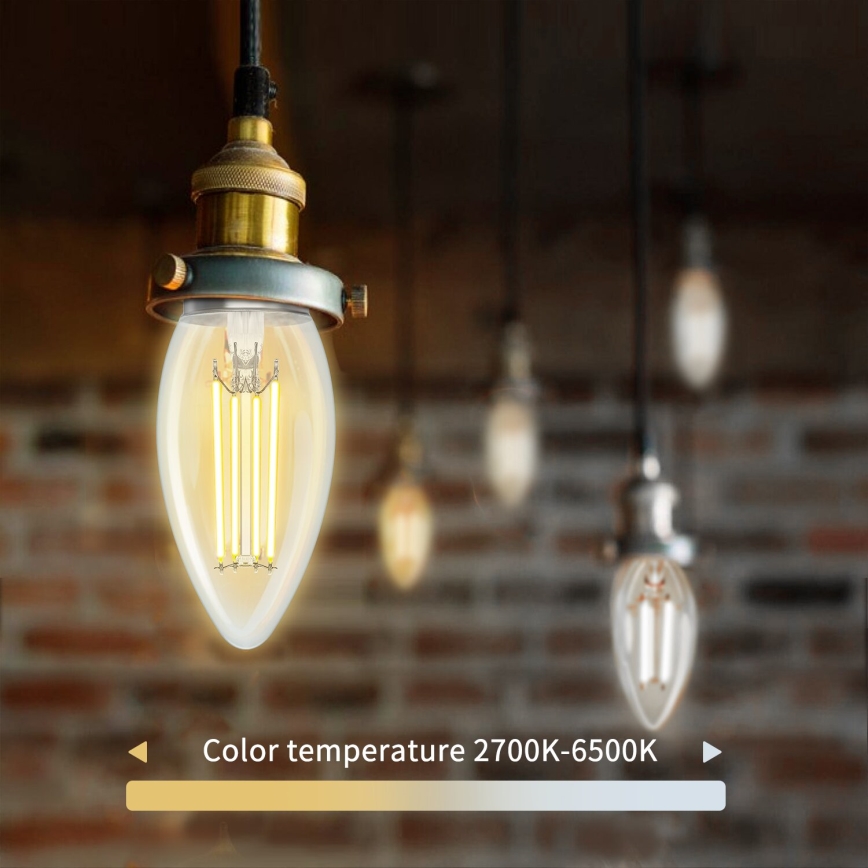 LED Dimmable bulb FILAMENT C35 E27/4,5W/230V 2700-6500K Wi-Fi - Aigostar