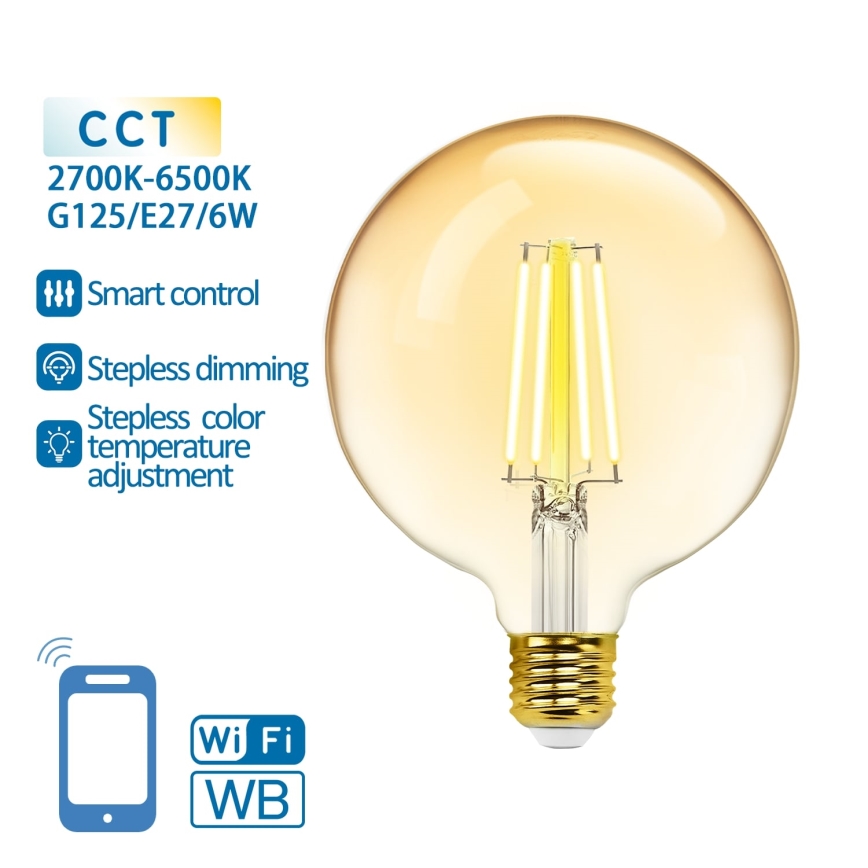 LED Dimmable bulb FILAMENT G125 E27/6W/230V 2700-6500K Wi-Fi - Aigostar