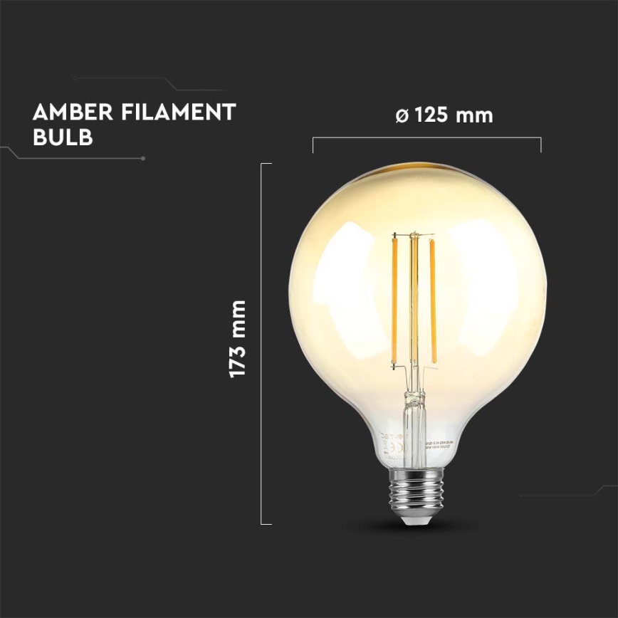 LED Dimmable bulb FILAMENT G125 E27/8W/230V 2200K