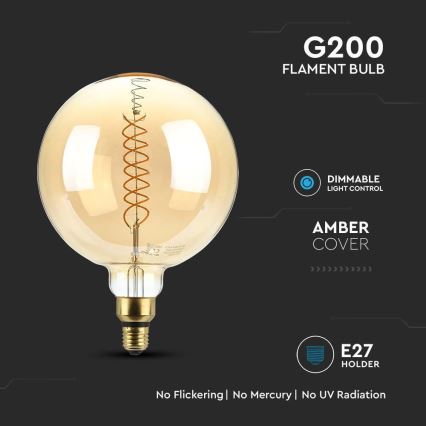 LED Dimmable bulb FILAMENT G200 E27/8W/230V 1800K