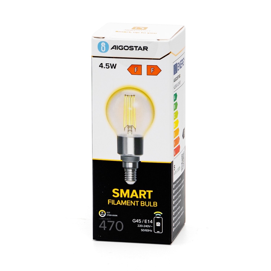 LED Dimmable bulb FILAMENT G45 E14/4,5W/230V 2700-6500K Wi-Fi - Aigostar