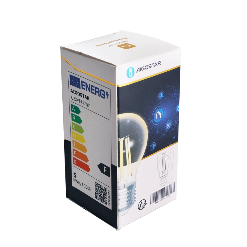 LED Dimmable bulb FILAMENT G45 E27/4,5W/230V 2700-6500K Wi-Fi - Aigostar