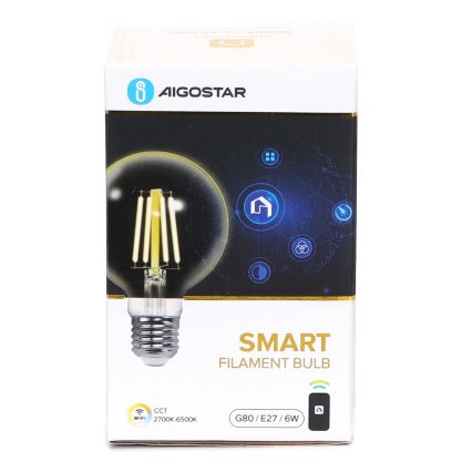 LED Dimmable bulb FILAMENT G80 E27/6W/230V 2700-6500K Wi-Fi - Aigostar