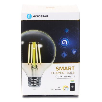 LED Dimmable bulb FILAMENT G95 E27/6W/230V 2700-6500K Wi-Fi - Aigostar