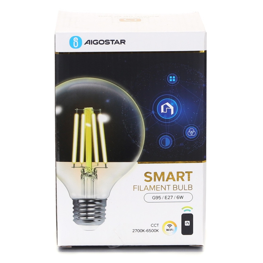 LED Dimmable bulb FILAMENT G95 E27/6W/230V 2700-6500K Wi-Fi - Aigostar