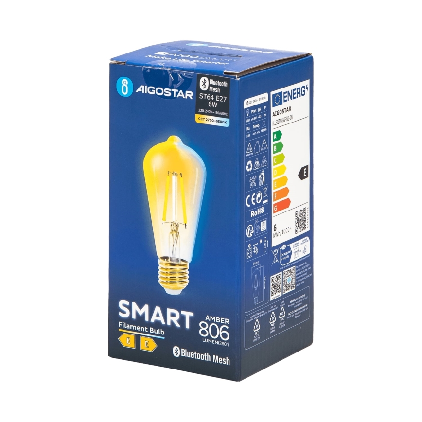LED Dimmable bulb FILAMENT MESH Smart ST64 E27/6W/230V 2700-6500K - Aigostar