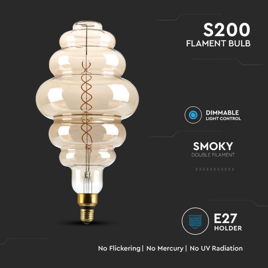 LED Dimmable bulb FILAMENT S200 E27/8W/230V 1800K