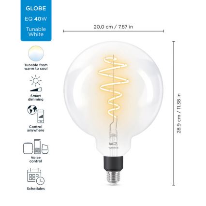 LED Dimmable bulb FILAMENT G200 E27/6,5W/230V 2700-6500K CRI 90 Wi-Fi - WiZ
