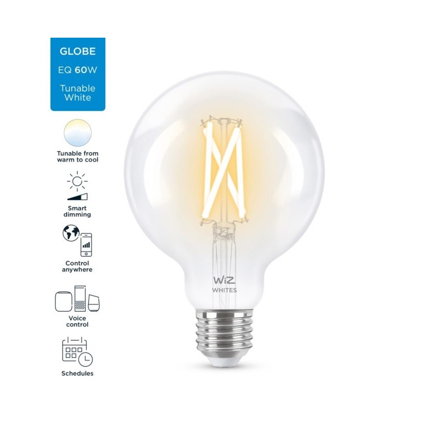 LED Dimmable bulb FILAMENT G95 E27/6,7W/230V 2700-6500K CRI 90 Wi-Fi - WiZ