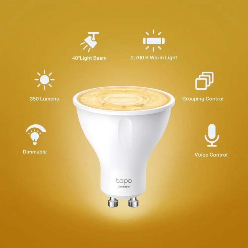 LED Dimmable Bulb GU10/2.9W/230V 2700K Wi-Fi - TP-Link