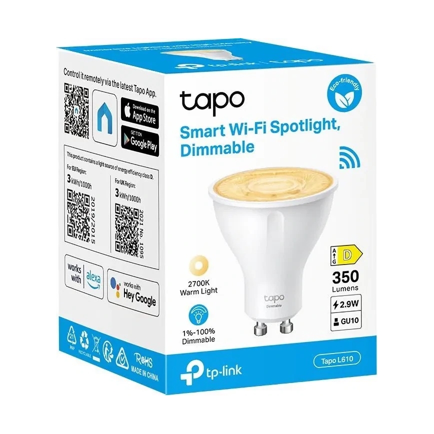 LED Dimmable Bulb GU10/2.9W/230V 2700K Wi-Fi - TP-Link