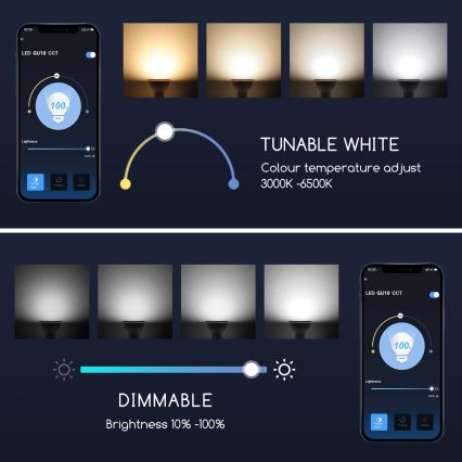 LED Dimmable bulb GU10/5W/230V 3000-6500K Wi-Fi - Aigostar
