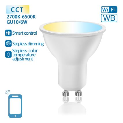 LED Dimmable bulb GU10/6W/230V 2700-6500K Wi-Fi - Aigostar