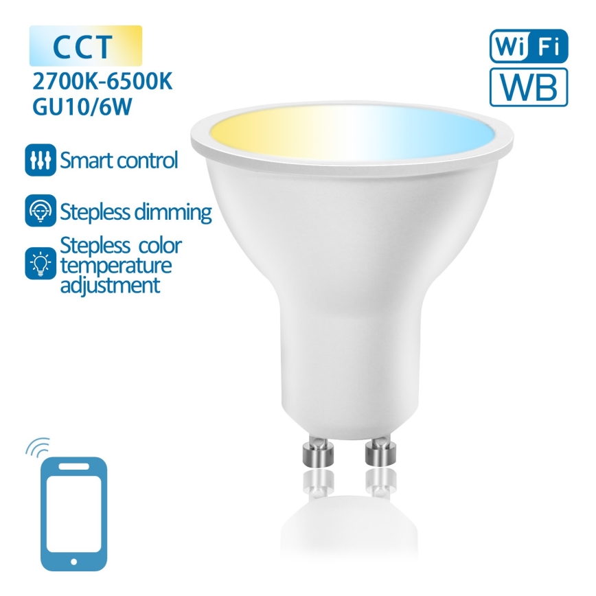 LED Dimmable bulb GU10/6W/230V 2700-6500K Wi-Fi - Aigostar