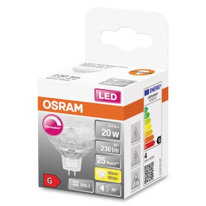 LED Dimmable Bulb GU5.3/3.4W/12V 2700K CRI 90 - Osram