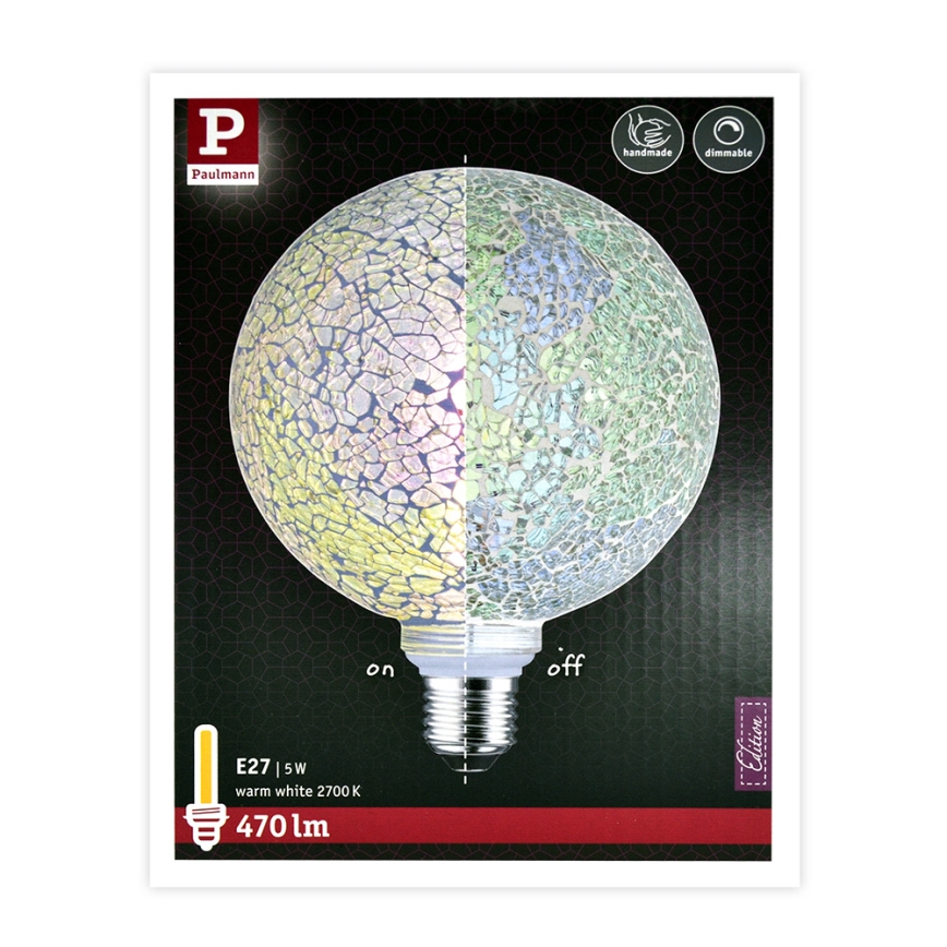 LED Dimmable bulb MOSAIC G125 E27/5W/230V 2700K - Paulmann 28745