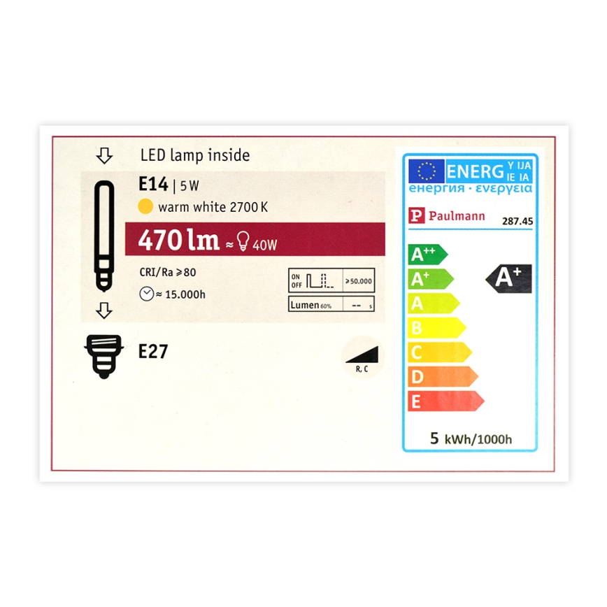 LED Dimmable bulb MOSAIC G125 E27/5W/230V 2700K - Paulmann 28745