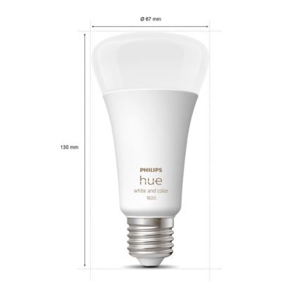 LED Dimmable bulb Philips Hue White And Color Ambiance A67 E27/13,5W/230V 2000-6500K