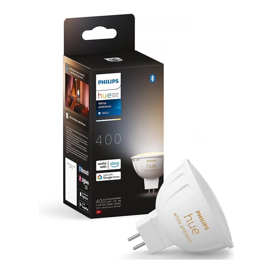 LED Dimmable bulb Philips Hue White Ambiance GU5,3/MR16/5,1W/12V 2200-6500K