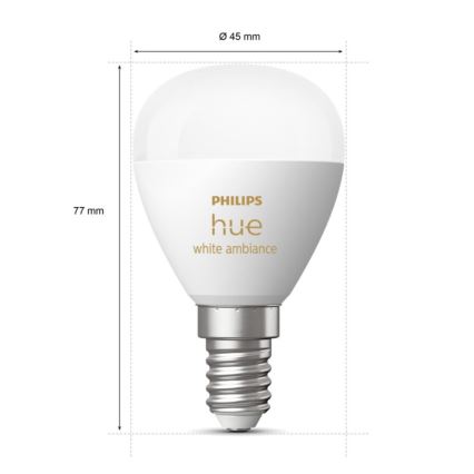 LED Dimmable bulb Philips Hue WHITE AMBIANCE P45 E14/5,1W/230V 2200-6500K