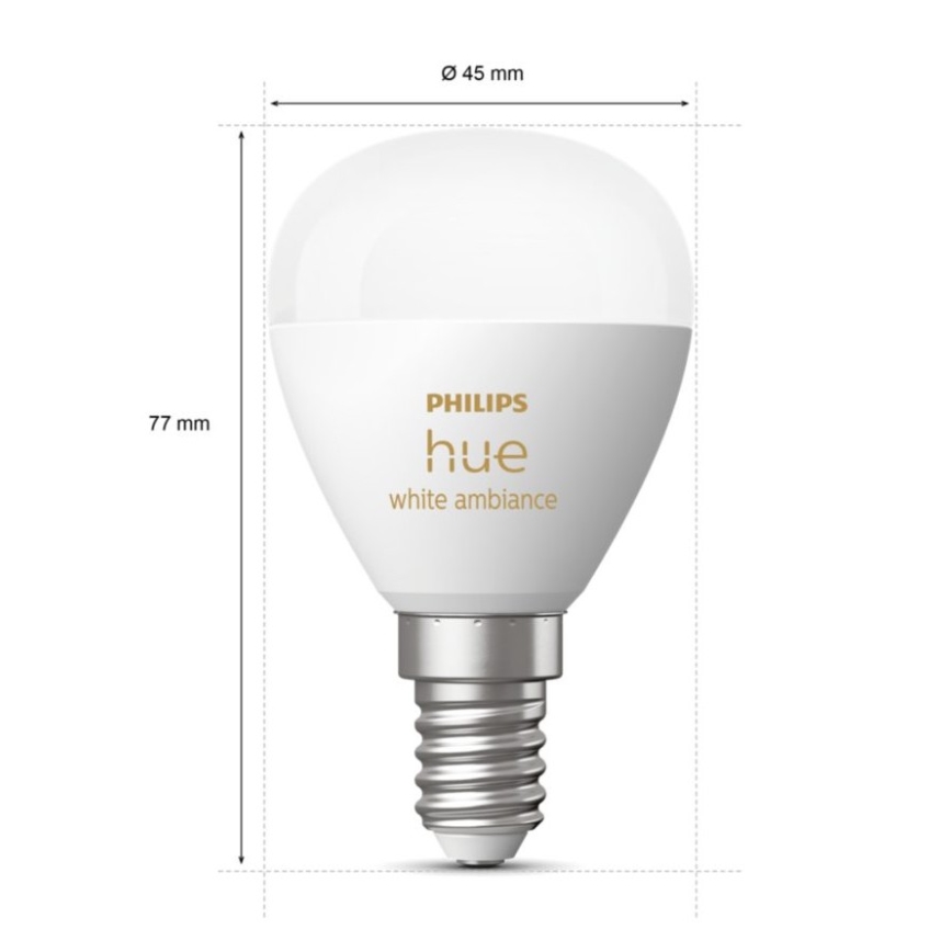 LED Dimmable bulb Philips Hue WHITE AMBIANCE P45 E14/5,1W/230V 2200-6500K