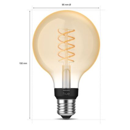 LED Dimmable bulb Philips Hue WHITE FILAMENT G93 E27/7,2W/230V 2100K
