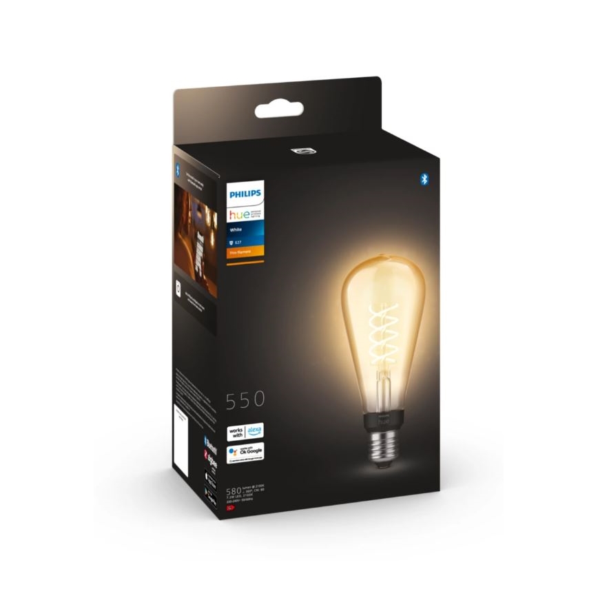 LED Dimmable bulb Philips Hue WHITE FILAMENT ST72 E27/7W/230V 2100K