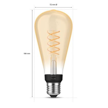 LED Dimmable bulb Philips Hue WHITE FILAMENT ST72 E27/7W/230V 2100K