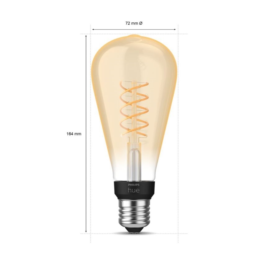 LED Dimmable bulb Philips Hue WHITE FILAMENT ST72 E27/7W/230V 2100K