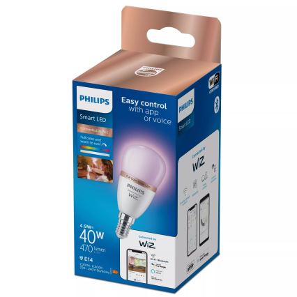 Philips SMART P45 E14 RGB Dimmable LED Bulb, 4.9W/230V, 2200-6500K, CRI 90
