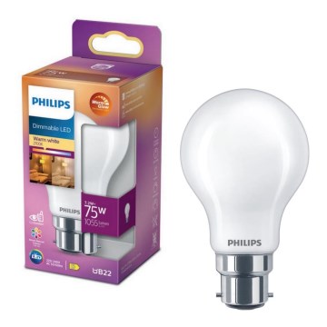 LED Dimmable bulb Philips Warm Glow A60 B22/7,2W/230V 2200-2700K CRI 90