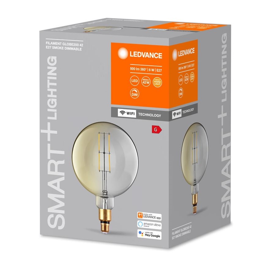 LED Dimmable bulb SMART+ GLOBE G200 E27/6W/230V 2500K Wi-Fi - Ledvance