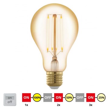 LED Dimmable bulb VINTAGE A75 E27/4W/230V 2200K - STEPDIMMING - Eglo 12858