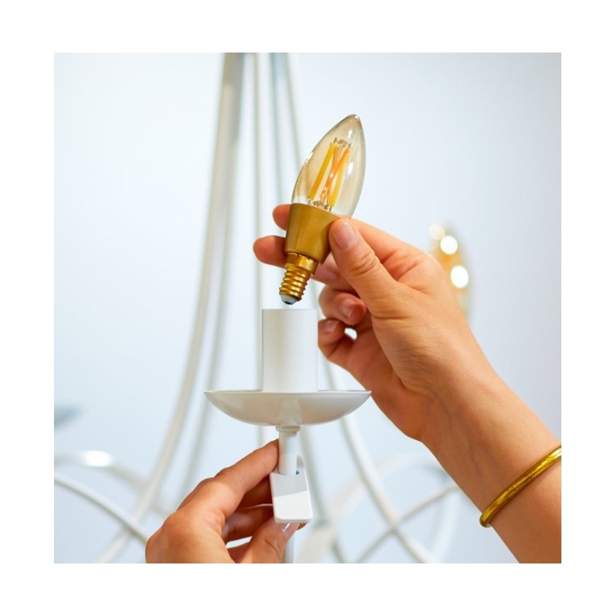 LED Dimmable bulb VINTAGE FILAMENT C35 E14/4,9W/230V 2000-5000K CRI 90 Wi-Fi - WiZ