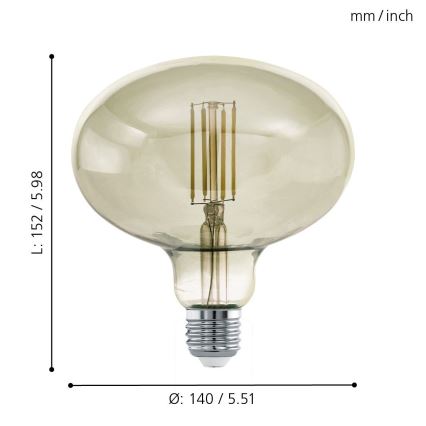 LED Dimmable bulb VINTAGE E27/4W/230V 3000K - Eglo 12599