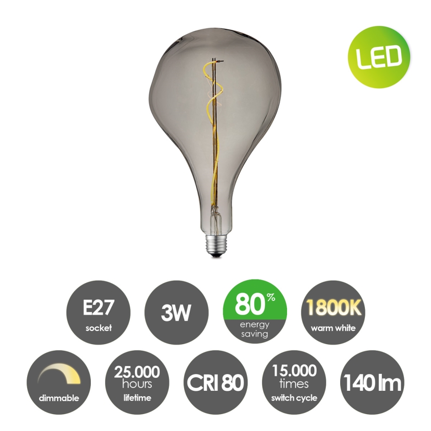 LED Dimmable bulb VINTAGE EDISON E27/3W/230V 1800K