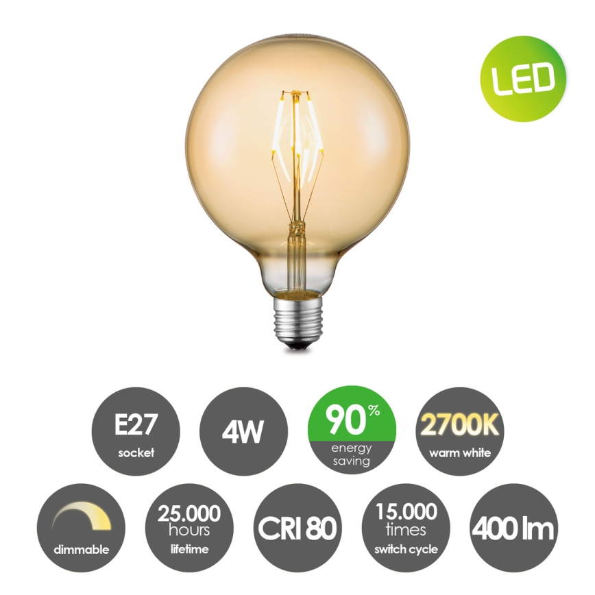 LED Dimmable bulb VINTAGE EDISON G125 E27/4W/230V 2700K
