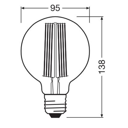 LED Dimmable Bulb VINTAGE FILAMENT E27/11W/230V 1800K - Osram
