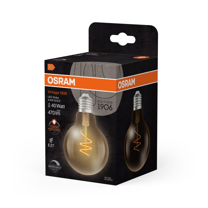 LED Dimmable Bulb VINTAGE FILAMENT E27/4.9W/230V 2200K CRI 90 - Osram