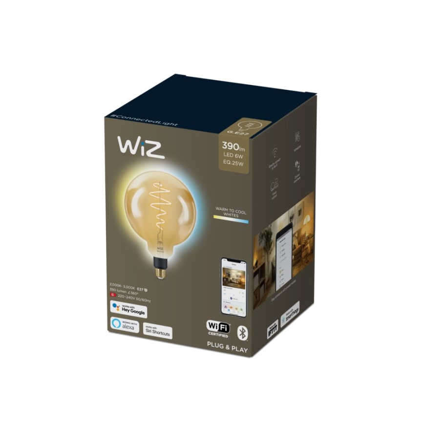 LED Dimmable bulb VINTAGE FILAMENT G200 E27/6W/230V 2000-5000K CRI 90 Wi-Fi - WiZ